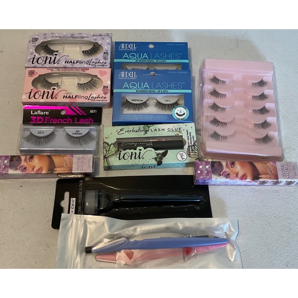 Bulk Lash Bundle Ardell Aqua Ioni Halfling Laflare Glue Mascara Tools 11pc Set